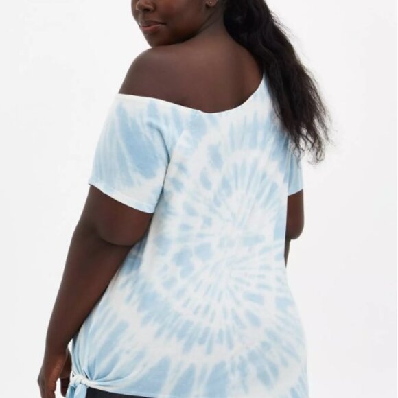 Torrid size 4 Off-Shoulder Tee - Red Hot Chili Peppers White Tie-Dye - Picture 3 of 7
